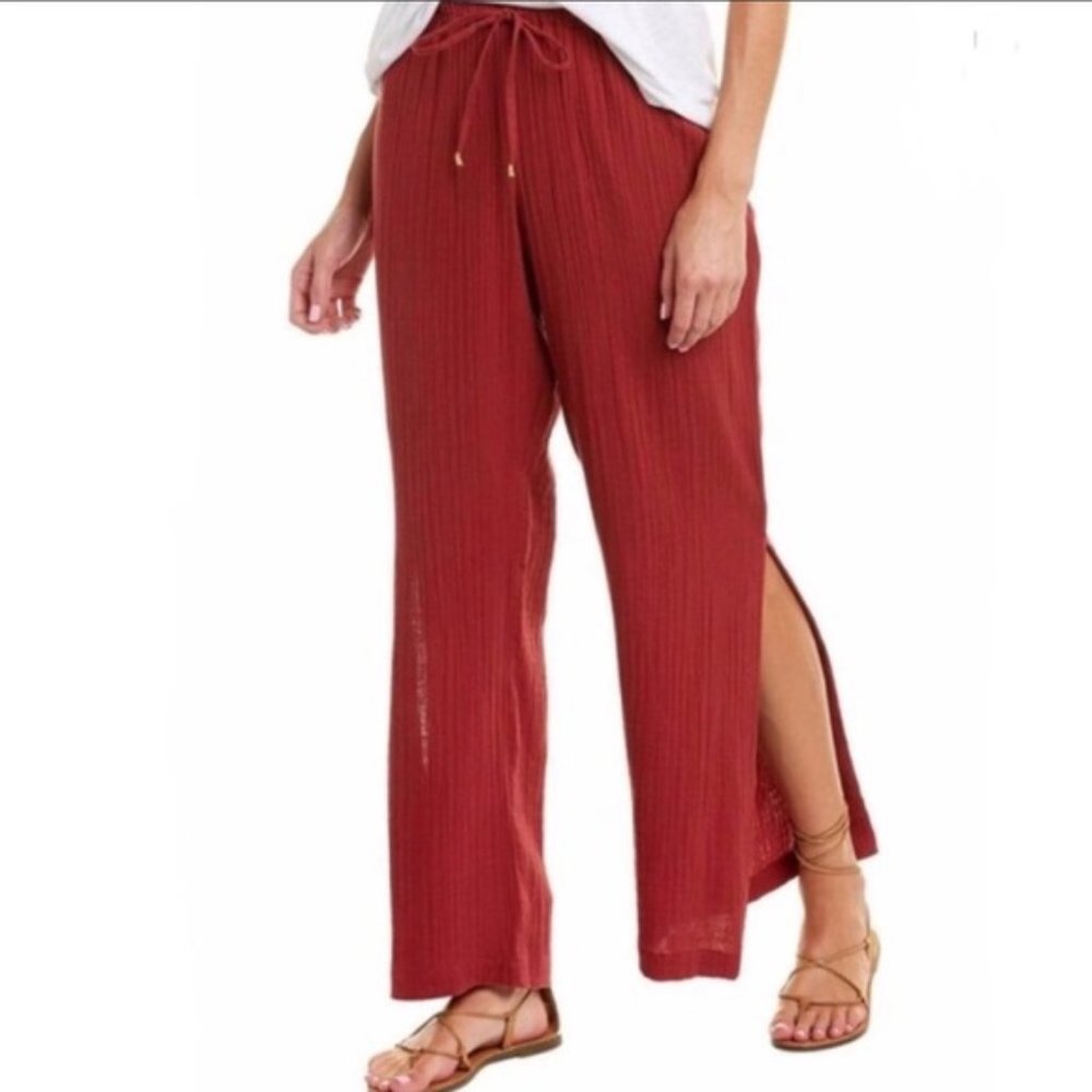 JOHNNY WAS Calme Gauze High Slit Pants Rust Medium